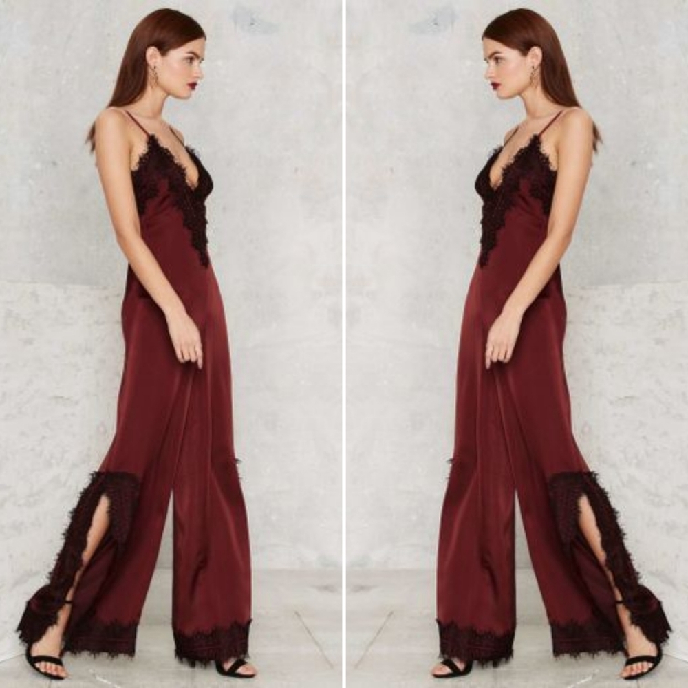 NastyGal Lace of the Ex Lingerie Wide Leg Jumpsuit - Picture 2 of 2